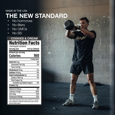 RAW Ready-to-Drink Protein Shake, Vanilla - RTD Protein Drinks with Grass-Fed Whey Protein Isolate for Post-Workout - Zero-Sugar & Gluten-Free Meal Replacement Drink & Breakfast Shake, 12 Fl Oz