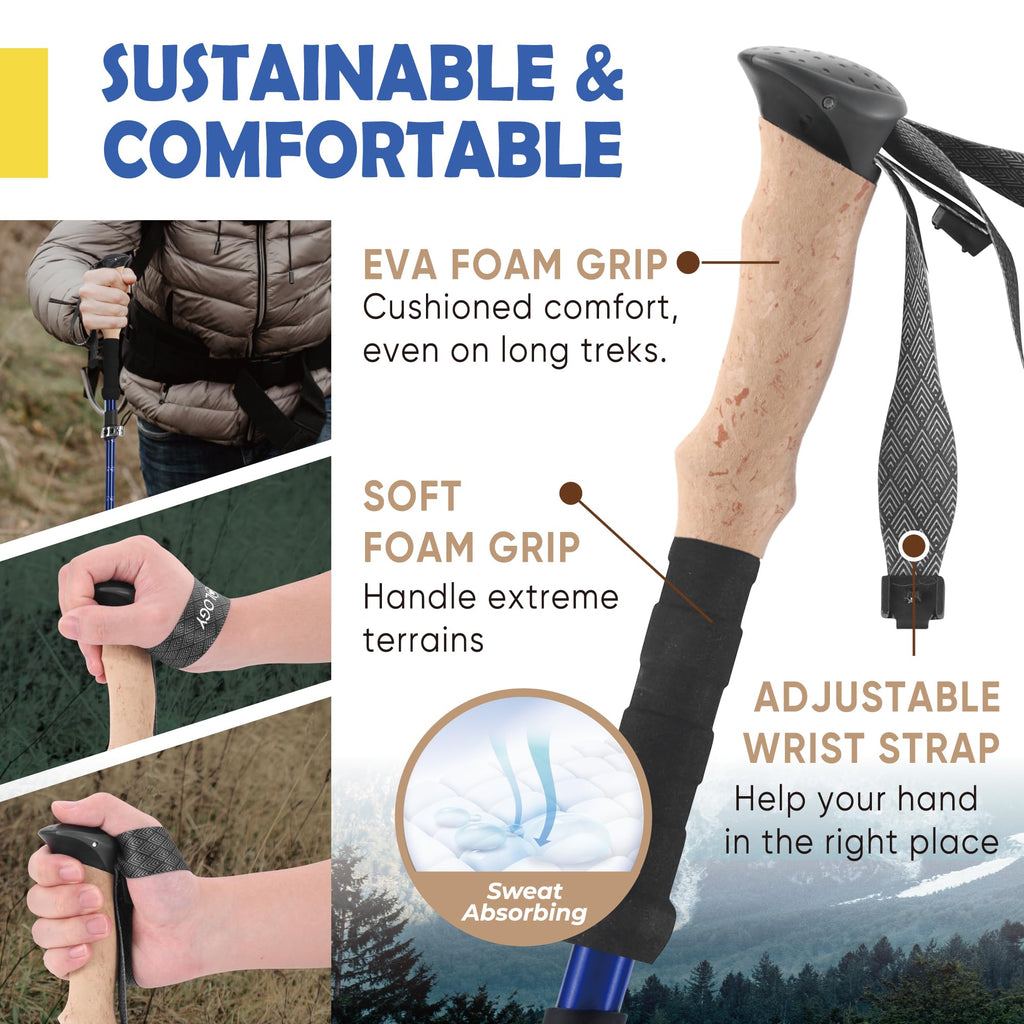 Trekology Trek-Z Collapsible Hiking & Trekking Poles - Balance Support for Seniors, Women, and Men, 2pc Per Set