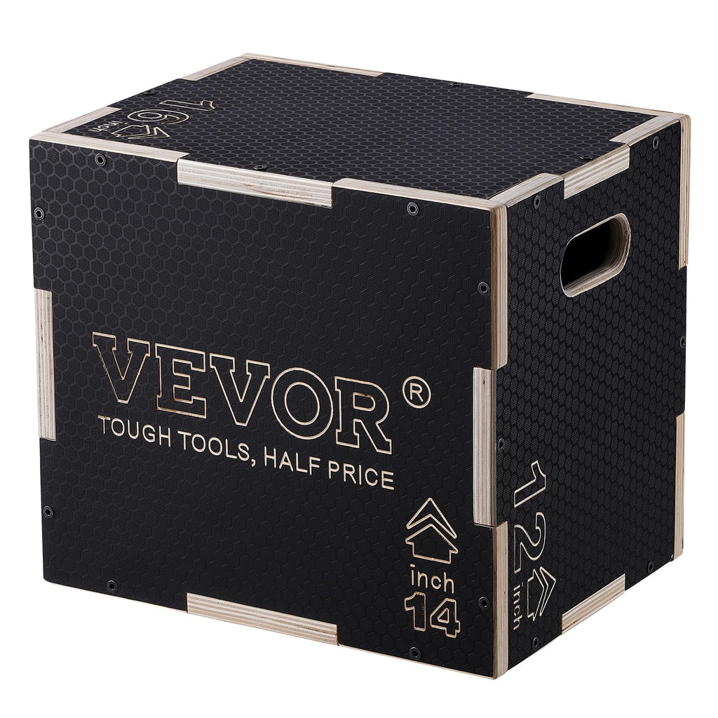 VEVOR 3 in 1 Plyometric Jump Box, Easy-to-Assemble Wood Plyo Box for Jumping Trainers, Home Gym Training and Conditioning