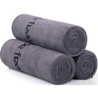 Microfiber Gym Towels Bigger Size Super Soft for Exercise Fitness, Sports, Workout, 380-GSM 15-Inch x 31-Inch Quick-Drying Towels (3 Pack, Grey+Blue+Purple)
