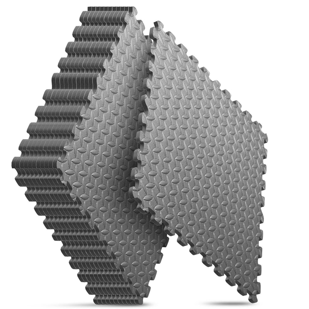 Home Gym Mat, Puzzle Exercise Mat, EVA Interlocking Foam Floor Tiles for Home Workout Equipment and Kids' Play Areas - Grey, 24 in x 24 in x ½ in - 12 Tiles (Grey, 12 Pack, 48 SQ FT)