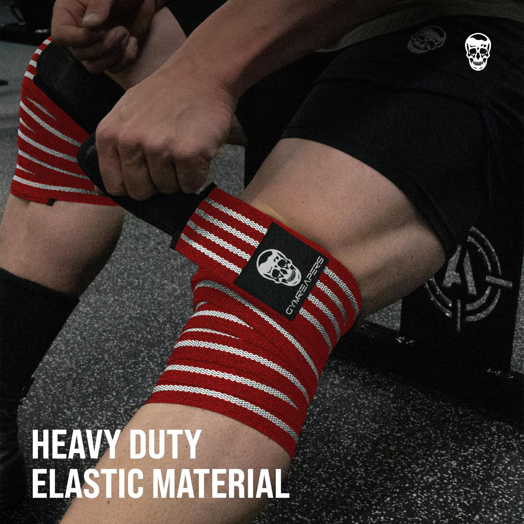 Gymreapers Knee Wraps for Squats and Powerlifting 72 Inch Compression Wraps with Strap for Men & Women Weightlifting Support