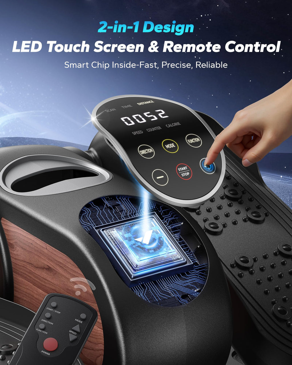 MERACH Under Desk Elliptical Machine, Leg Exerciser While Sitting for Seniors with Remote Control & 12-Speeds, Quiet Portable Electric Seated Pedal Exerciser Machine for Home Office