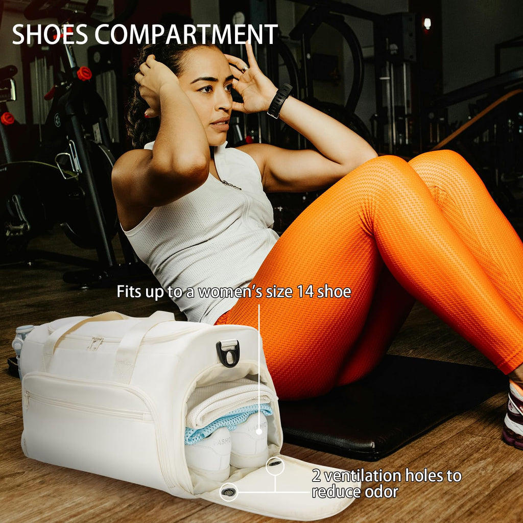 Gym Bag for Men Women, Small Fitness Workout Sports Bag with Wet Pocket & Shoes Compartment, Water Resistant Overnight Weekender Duffel Bag