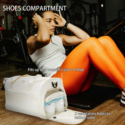 Gym Bag for Men Women, Small Fitness Workout Sports Bag with Wet Pocket & Shoes Compartment, Water Resistant Overnight Weekender Duffel Bag