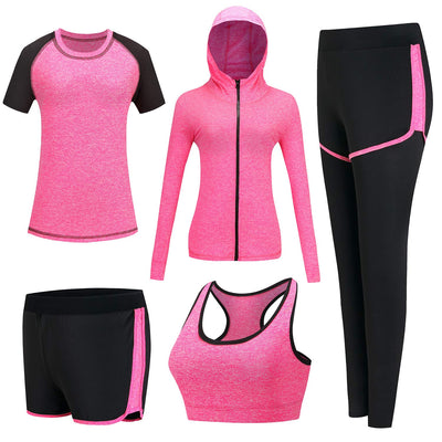 5pcs Workout Outfits for Women Athletic Sets Sport Suits Yoga Gym Fitness Exercise Clothes Jogging Tracksuits