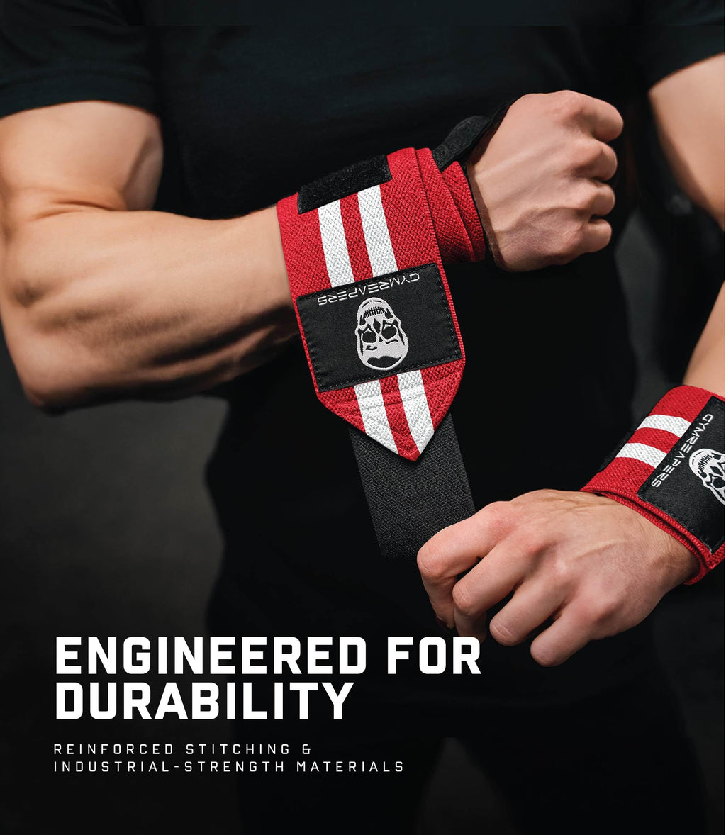 Gymreapers Weightlifting Wrist Wraps (IPF Approved) 18" Professional Quality Wrist Support with Heavy Duty Thumb Loop - Best Wrap for Powerlifting Competition, Strength Training, Bodybuilding
