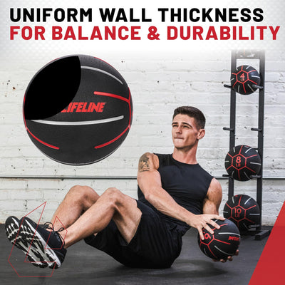 Lifeline Fitness Medicine Ball - Total Body Strength and Stability Training - Non-Slip, Light Bounce - Textured Surface - Durable - Home Gym Exercise Equipment