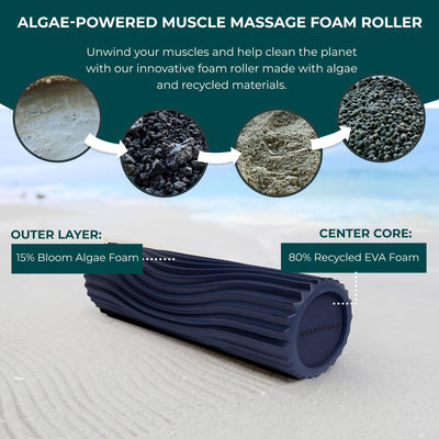 Oceanfoam Tidal Roller - Natural - Muscle Massage Foam Roller for Back Pain & Stretching - Firm and Ergonomic Wide Wave Textured - Yoga, Athletics, & Wellness - Full Size, 20" x 5"