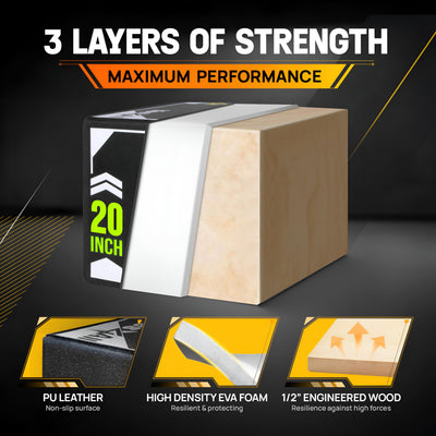 Yes4All 3-in-1 Soft-Padded Plyo Box With Wooden Core, Non-Slip Multi-Use Cushioned Plyometric Jump Box with Vinyl Cover for Jumping, Conditioning, Strength Training