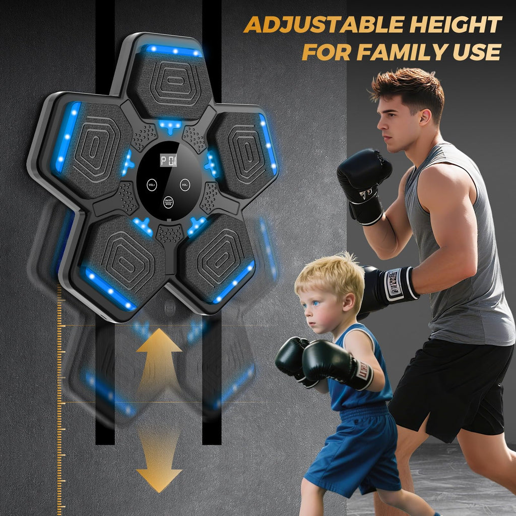 2025 Music Boxing Machine for Adults and Kids, Smart Bluetooth Boxing Training Equipment with Gloves Wall Mounted, Workout Punching Machine for Home,Office and Gym