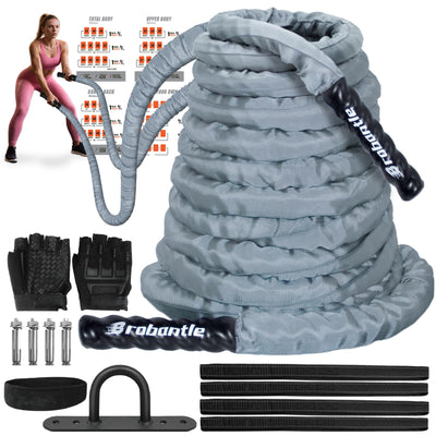 Battle Rope 1/1.26/1.5/2 Inch Diameter,Pink 30FT/40FT/50FT Exercise Workout Ropes for Home Gym Heavy Weighted Training Rope for Working Out