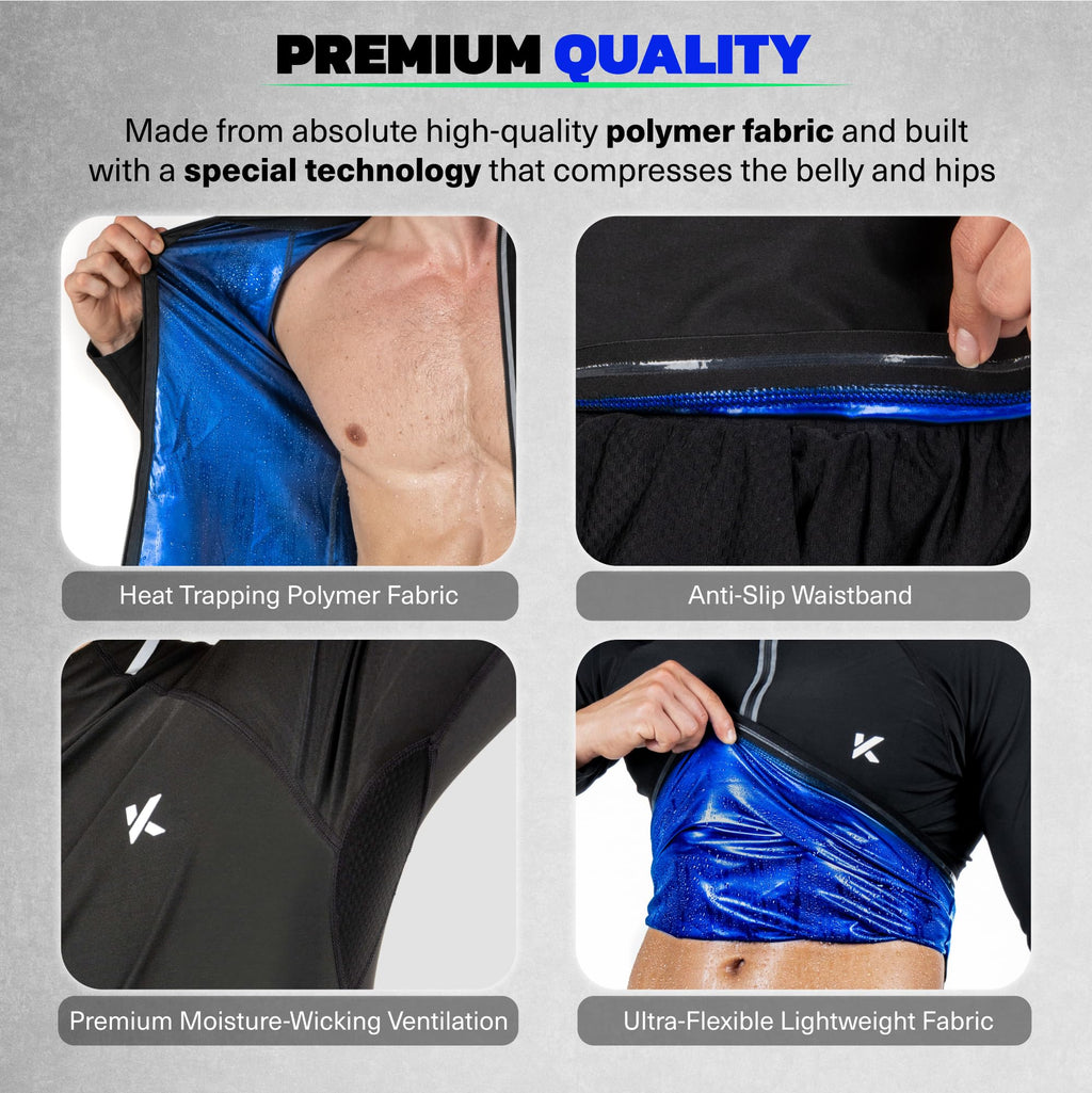 Kewlioo Pro Men's Heat Trapping Sauna Suit For Men, Sauna Long Sleeve Sauna Shirt for Gym, Workouts