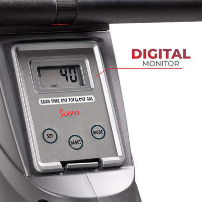 Sunny Health & Fitness Multi-Function Premium Magnetic Rowing Machine, Bicep Curls, Upward Rows, Seated Rows, Foldable Slide Rails, Digital Monitor, Optional Free SunnyFit App Connection