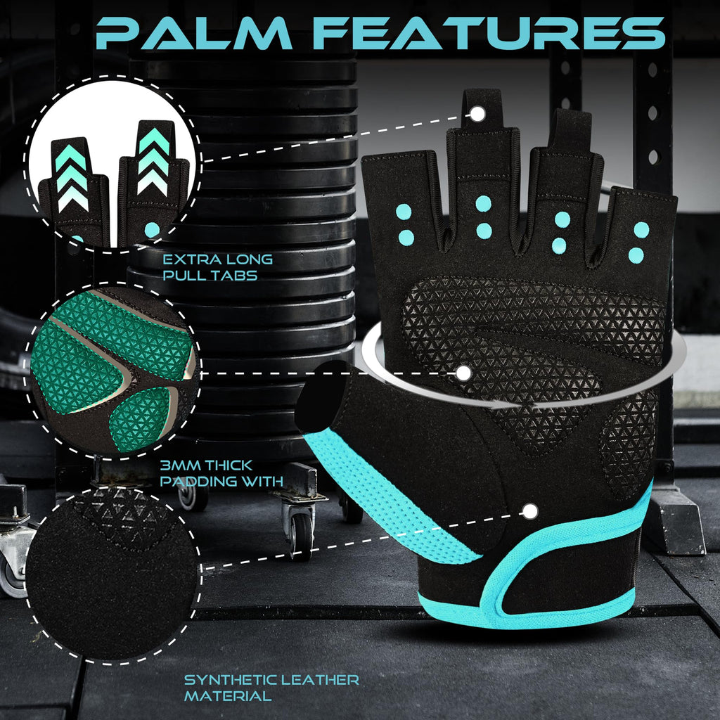 BEAST RAGE Workout Gloves for Men & Women - Fingerless Gym Gloves with Palm Protection, Breathable & Lightweight for Weightlifting, Cycling & Pull Up