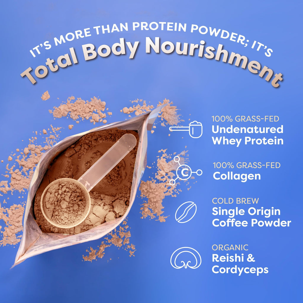 FlavCity Grass Fed Whey Chocolate Protein Powder - Chocolate Peanut Butter - 25g Protein & 10g Collagen - Made with Organic Cocoa & Coconut Milk - Gluten Free & No Added Sugars (20 Servings)