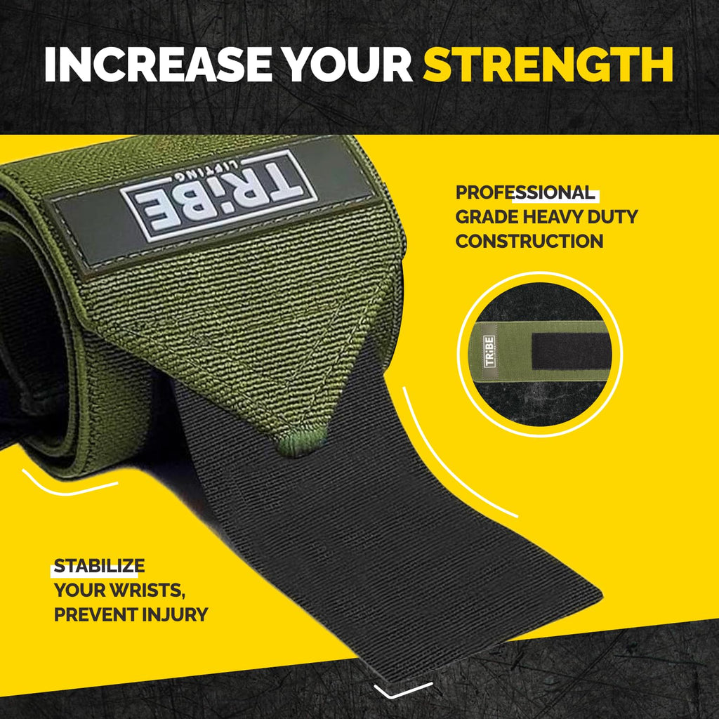 Heavy Duty Wrist Wraps & Lifting Straps – Weightlifting Wrist Wraps for Men with Silicone Grip & Padding – Gym Wrist Straps for Weightlifting