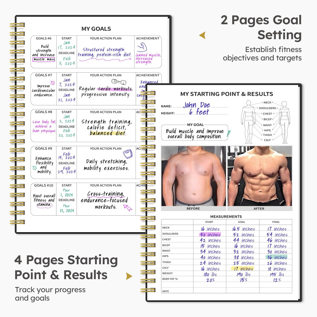 Fitness Workout Journal for Women & Men, A5(5.5" x 8.2") Workout Log Book Planner for Tracking, Progress, and Achieving Your Wellness Goals - Green