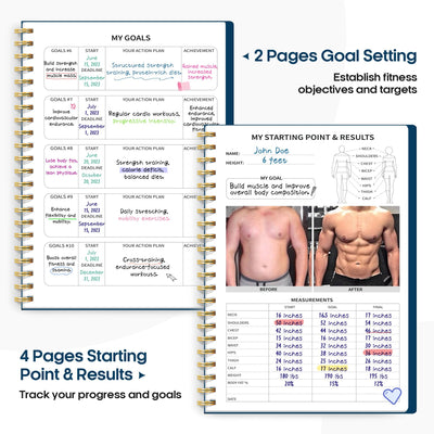 Fitness Workout Journal for Women & Men, A5(5.5" x 8.2") Workout Log Book Planner for Tracking, Progress, and Achieving Your Wellness Goals - Green