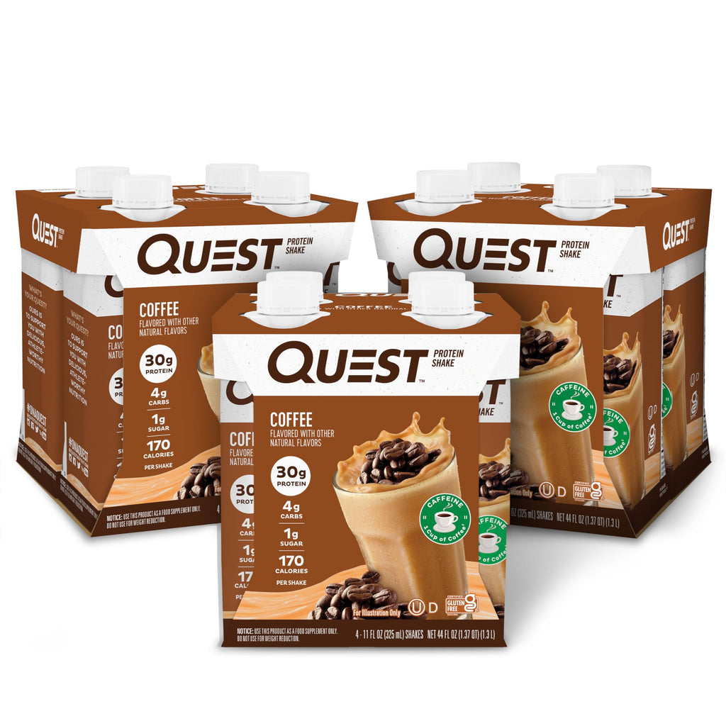Quest Nutrition Ready to Drink Salted Caramel Protein Shake, 30g Protein, 3g Net Carbs, Gluten Free, Keto Friendly, 11 fl.oz 4 Count(Pack of 3)