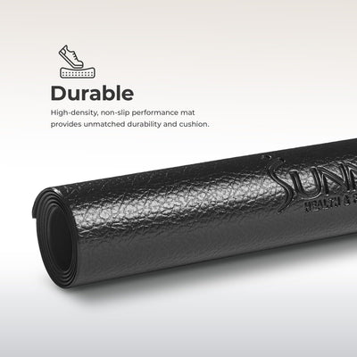 Sunny Health & Fitness Non-Slip Home Gym Mat – Workout Floor Protection Foam Pad for Treadmill, Bike, Elliptical, Yoga and Exercise Equipment or Standing Desk in 4 Size Options