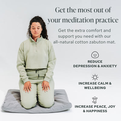 Mindful & Modern Zabuton Meditation Mat - Cotton Filled Yoga and Meditation Pad - Zabuton Meditation Cushion for Kneeling and Sitting Support - Large Rectangular Sitting Floor Pillow for Bench or Zafu