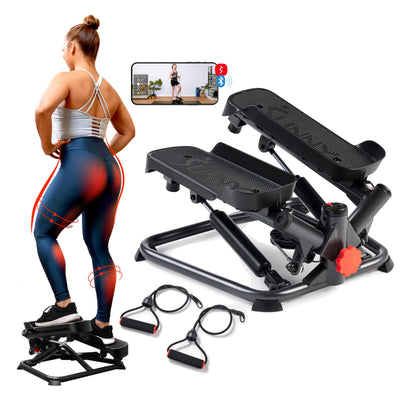 Sunny Health & Fitness Mini Steppers for Exercise at Home, Stair Step Workout Machine, Full Body Cardio Equipment, with Optional Free SunnyFit App Connection and Resistance Band