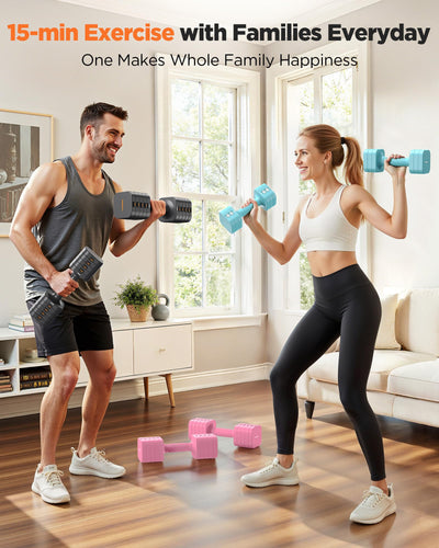 FEIERDUN 5-in-1 Adjustable Dumbbell Set of 2, 20LBS/10LBS Hand Weights for Women, 1s-Adjust Dual-Stable Dumbbell Set for Women Home Gym & Outdoor