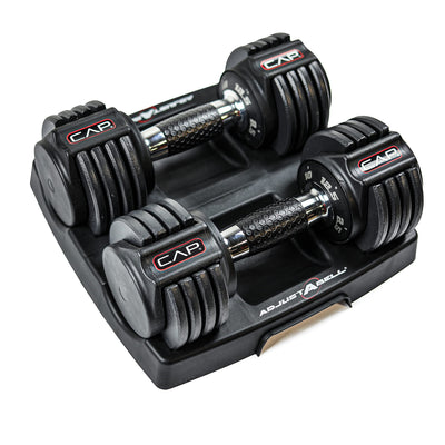 CAP Barbell ADJUSTABELL Adjustable Round Dumbbell Weights - Singles & Pairs | 12.5 lb, 25 lb & 55 lb | Multiple Handle Options