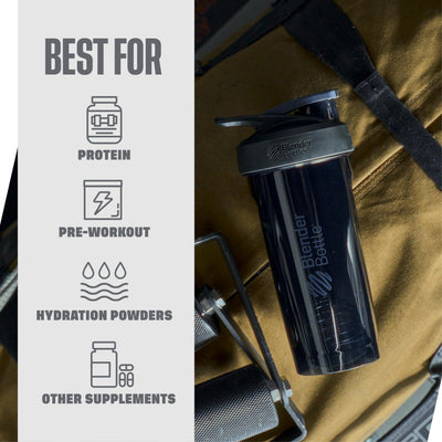 BlenderBottle Strada Tritan Shaker Bottle with Locking Lid, 28-Ounce, White