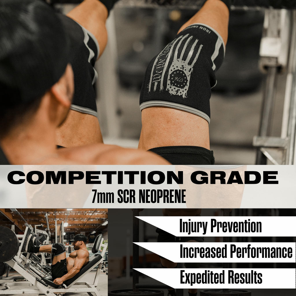 Knee Sleeves for Weightlifting & Powerlifting (7mm Pair) For Men & Women - Knee Wraps for Weight Lifting, Squats, Fitness, Gym Workout, Crossfit - IPF Approved Knee Compression Sleeve Support