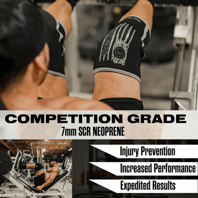 Knee Sleeves for Weightlifting & Powerlifting (7mm Pair) For Men & Women - Knee Wraps for Weight Lifting, Squats, Fitness, Gym Workout, Crossfit - IPF Approved Knee Compression Sleeve Support