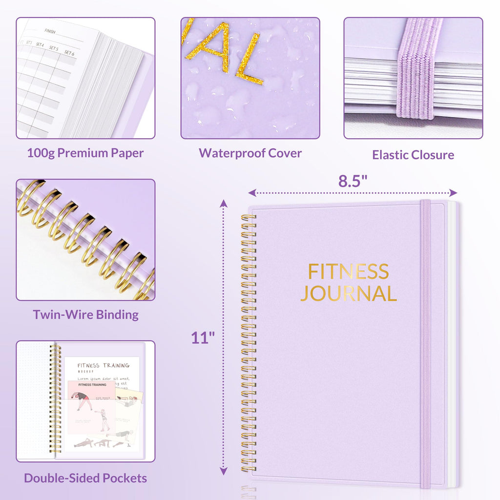 Fitness Journal Workout Planner for Women & Men, A5 (6.4" x 8.3") Workout Journal Log Book Planner Gift for Track Gym Essentials, Home Workouts, Track Progress, Achieve Wellness Goals, Pink