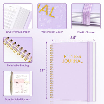 Fitness Journal Workout Planner for Women & Men, A5 (6.4" x 8.3") Workout Journal Log Book Planner Gift for Track Gym Essentials, Home Workouts, Track Progress, Achieve Wellness Goals, Pink