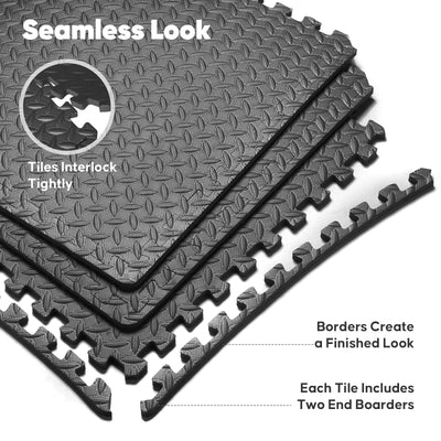 Home Gym Mat, Puzzle Exercise Mat, EVA Interlocking Foam Floor Tiles for Home Workout Equipment and Kids' Play Areas - Grey, 24 in x 24 in x ½ in - 12 Tiles (Grey, 12 Pack, 48 SQ FT)