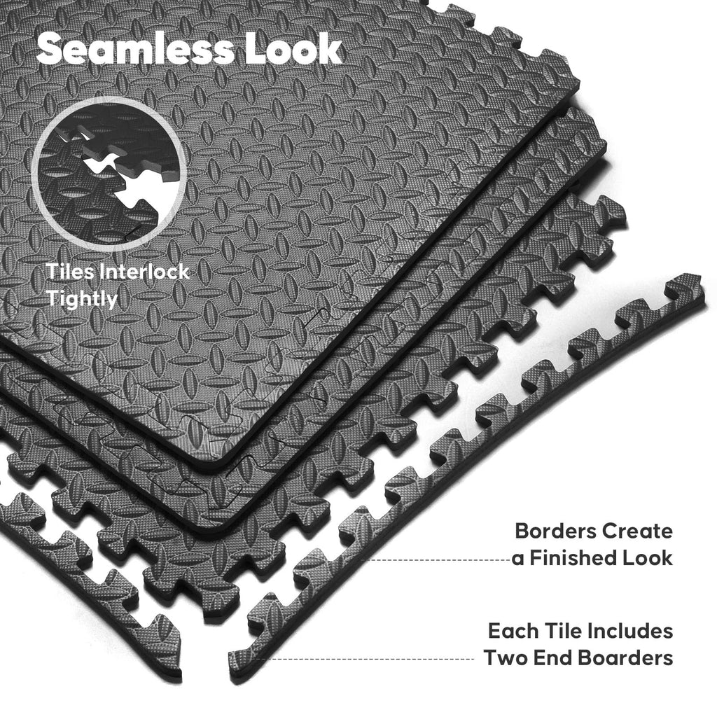 Home Gym Mat, Puzzle Exercise Mat, EVA Interlocking Foam Floor Tiles for Home Workout Equipment and Kids' Play Areas - Grey, 24 in x 24 in x ½ in - 12 Tiles (Grey, 12 Pack, 48 SQ FT)