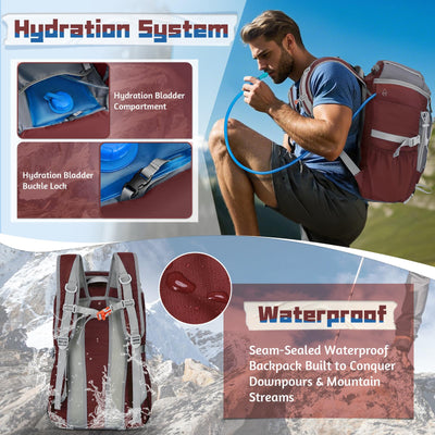 RAINSMORE Foldable Hiking Backpack for Women Men Packable Camping Backpack 40L Waterproof Hiking Daypack Bag Lightweight Collapsible Daypack for Travel Trekking Mountaineering Large Capacity Black