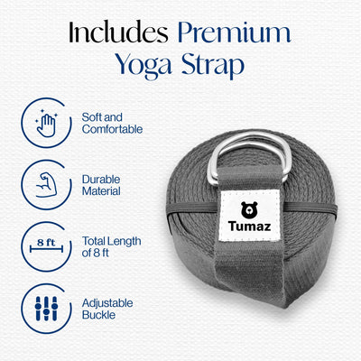 Tumaz Non-Slip Yoga Blocks 2-Pack - High Density/Lightweight EVA Foam & Natural Cork for Stability, Premium Set with E-Book Included