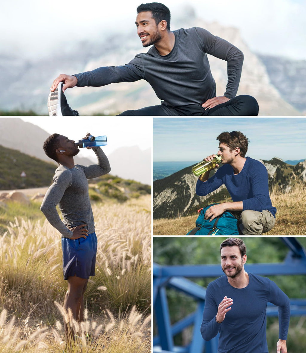 6 Pack Men Dry Fit Workout Long Sleeve Athletic Gym UPF 50+ SPF UV Sun Protection Quick Dry Lightweight Shirts