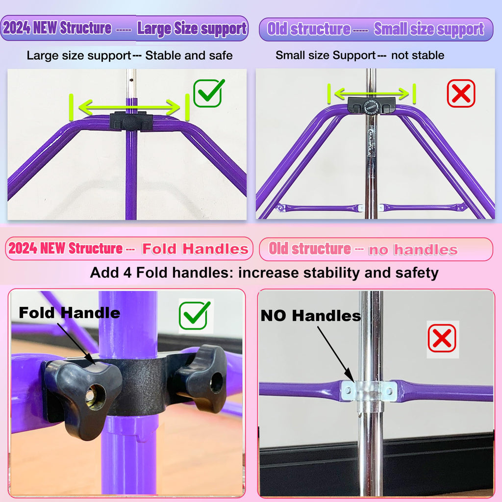 MARFULA Foldable Gymnastic Bar for Kids Ages 3-9, 9 Height Levels, 200 lbs Weight Capacity, 5 Ft Length Gymnastic Kip Bar with Mat, Gymnastic Equipment for Home and Gym Center Indoor Outdoor Use