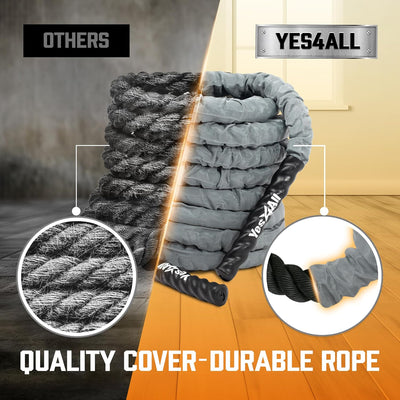 Yes4All Others Battle Rope with Cover - Grey 1.5 in 40 ft