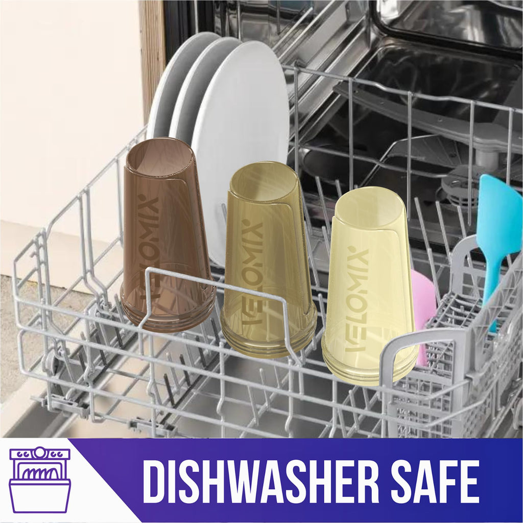 VELOMIX -4 PACK- 28 oz Protein Shaker Bottle for Protein Mixes - 4x Wire Whisk | Leak Proof Shaker Cups for Protein Shakes | Protein Shaker Bottle Pack | Protein Shake Cup (Brown)