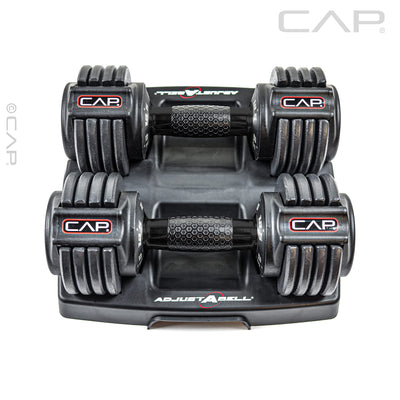 CAP Barbell ADJUSTABELL Adjustable Round Dumbbell Weights - Singles & Pairs | 12.5 lb, 25 lb & 55 lb | Multiple Handle Options