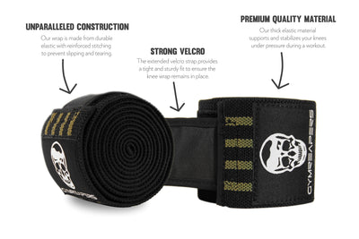 Gymreapers Knee Wraps for Squats and Powerlifting 72 Inch Compression Wraps with Strap for Men & Women Weightlifting Support