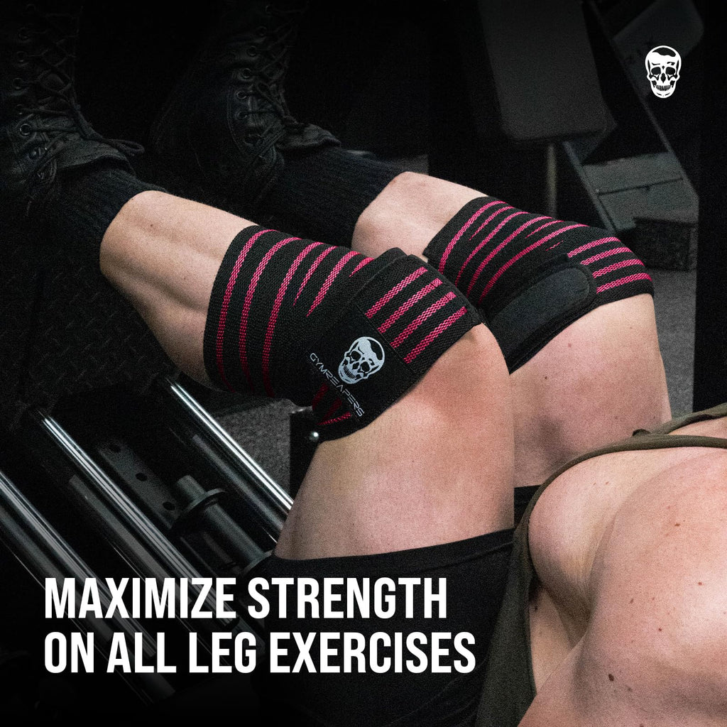 Gymreapers Knee Wraps for Squats and Powerlifting 72 Inch Compression Wraps with Strap for Men & Women Weightlifting Support