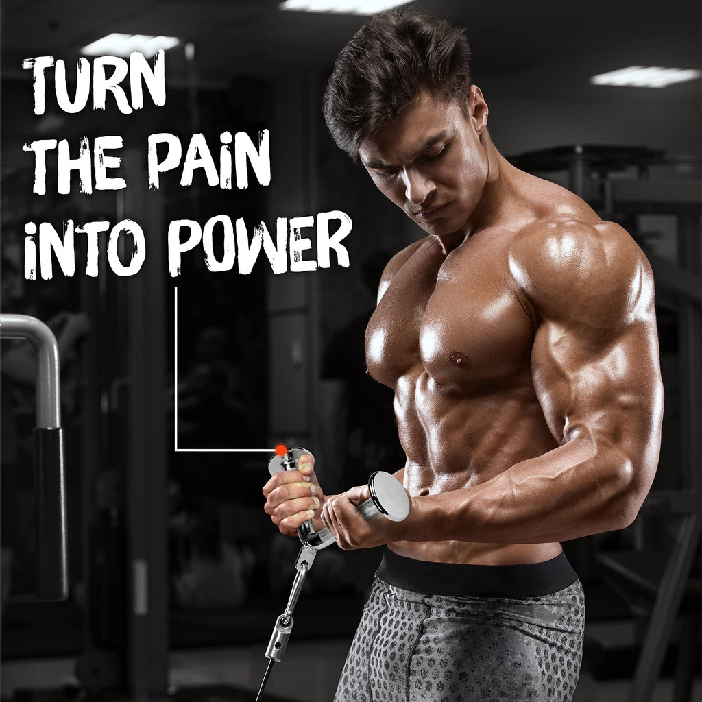 Yes4All Cable Machine Attachment, Row Handles, Tricep Rope, Straight Bar, V Bar, LAT Pulldown Accessories Load 880 LB for Home Gym