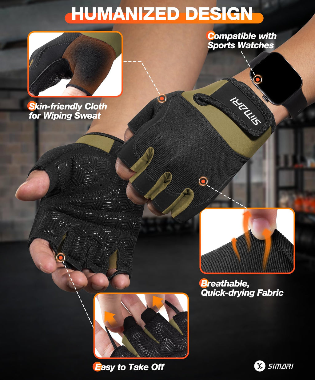 SIMARI Breathable Workout Gloves for Men & Women, Weight Lifting Gloves with Padded, Grip, Full Palm Protection, Gift for Gym Exercise, Cycling, Weightlifting Training, Fitness, Black, Pink, Size