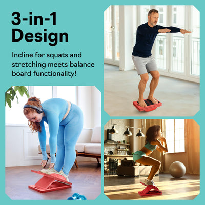 Slant Board with 6 Incline Angles - Transforms Into a Balance Board - Premium Calf Stretcher and Wobble Board for Effective Calf Stretching and Squats