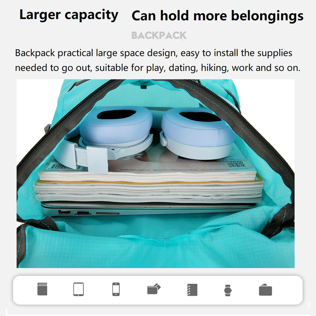 16L Lightweight Foldable Hiking-Backpack Small Packable-Daypack For Travel,Ultralight Water-Resistant Gym Bag Men Women Easy Carry-on (Royal Blue)