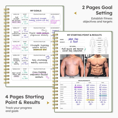 Fitness Workout Journal for Women & Men, A5(5.5" x 8.2") Workout Log Book Planner for Tracking, Progress, and Achieving Your Wellness Goals - Green